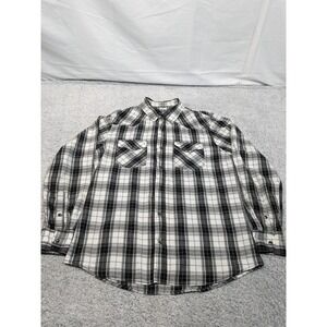 Reclaim Black Plaid Snap Shirt Western Mens Medium Long Sleeve‎ Very Clean
